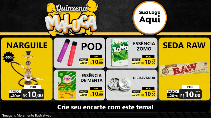 Modelo de TV para TV Horizontal com o tema Quinzena Maluca para Tabacaria