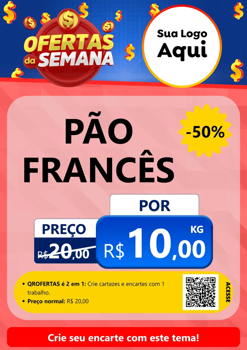Modelo de Cartaz para Cartaz A4 Vertical com o tema Ofertas Da Semana para Padaria