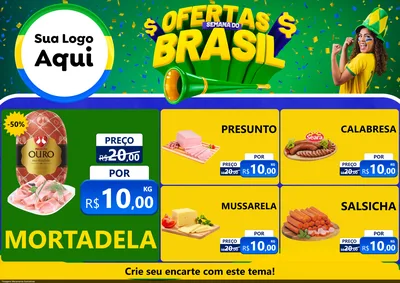 Modelo de Encarte para Encarte A4 Horizontal com o tema Ofertas Semana do Brasil para Frios e Laticínios
