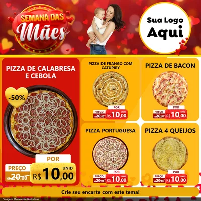 Modelo de Rede Social para Feed Facebook com o tema Semana das Mães para Pizzaria