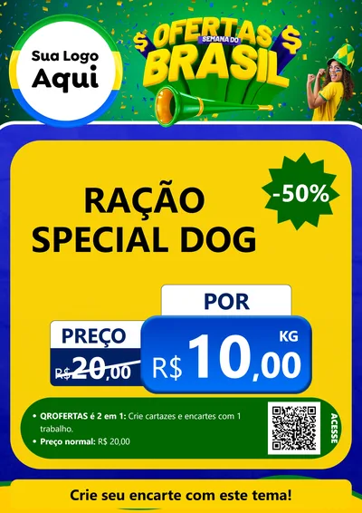 Modelo de Cartaz para Cartaz A4 Vertical com o tema Ofertas Semana do Brasil para Pet Shop