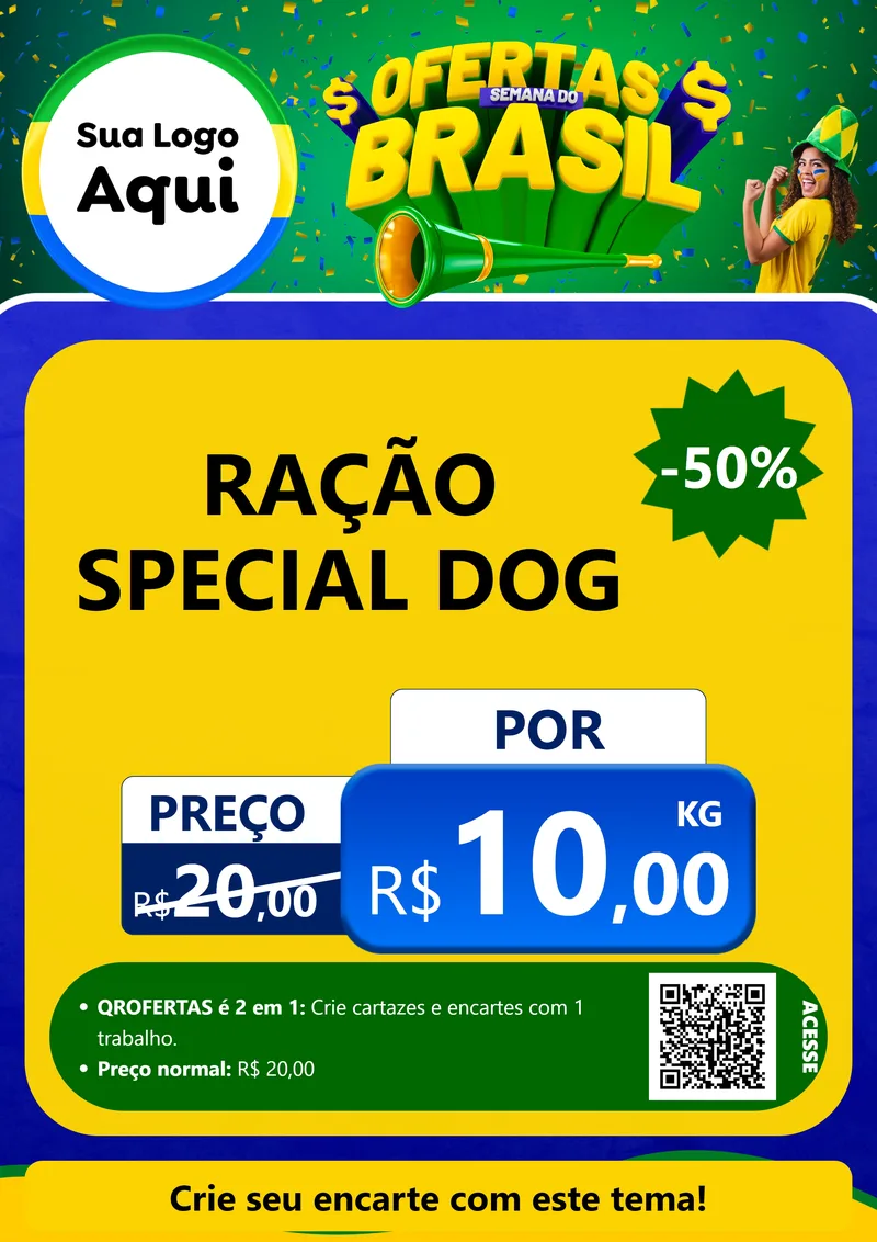 Modelo de Cartaz para Cartaz A4 Vertical com o tema Ofertas Semana do Brasil para Pet Shop