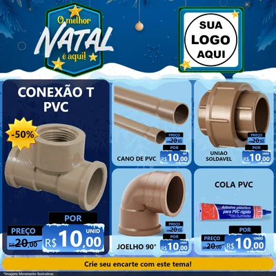 Modelo de Rede Social para Feed Facebook com o tema O Melhor Natal É Aqui! para Tubos e conexões
