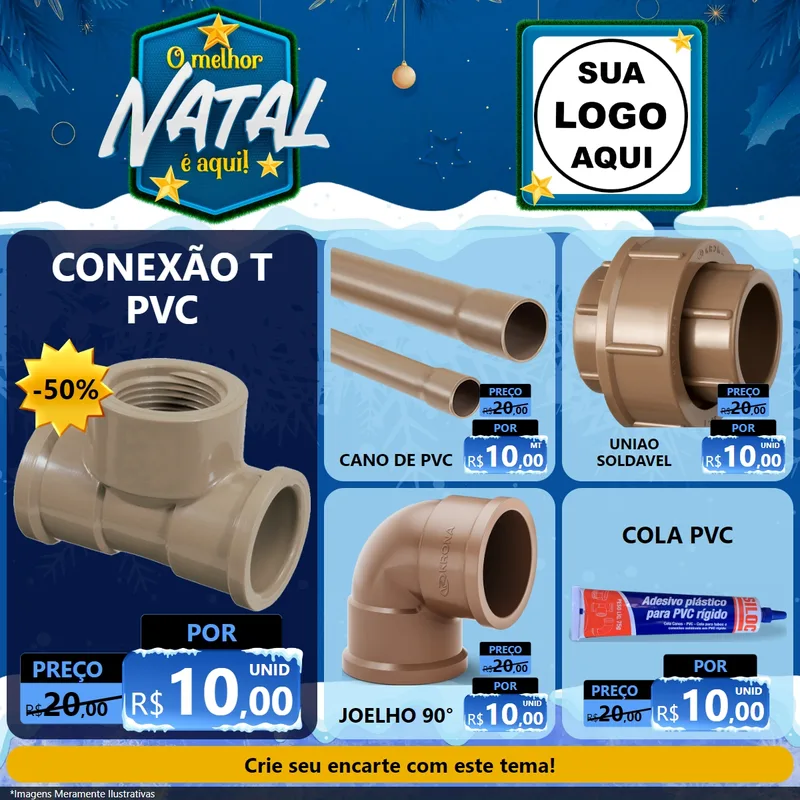 Modelo de Rede Social para Feed Facebook com o tema O Melhor Natal É Aqui! para Tubos e conexões
