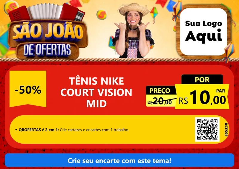 Modelo de Cartaz para Cartaz A4 Horizontal com o tema São João de Ofertas para Calçados