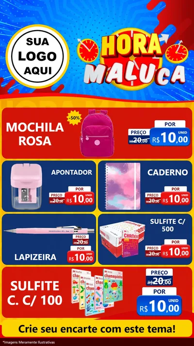 Modelo de TV para TV Vertical com o tema Hora Maluca para Papelaria
