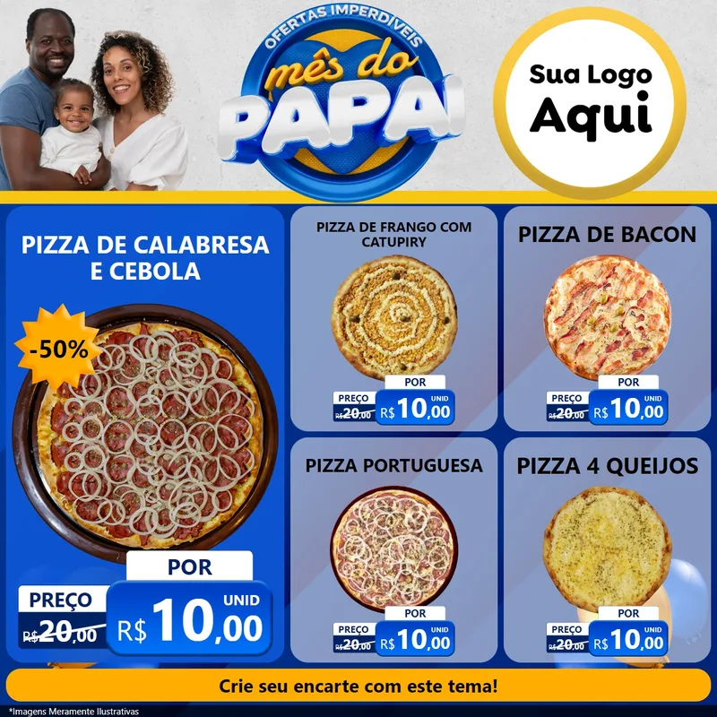Modelo de Rede Social para Feed Facebook com o tema Ofertas Imperdíveis Mês Do Papai para Pizzaria