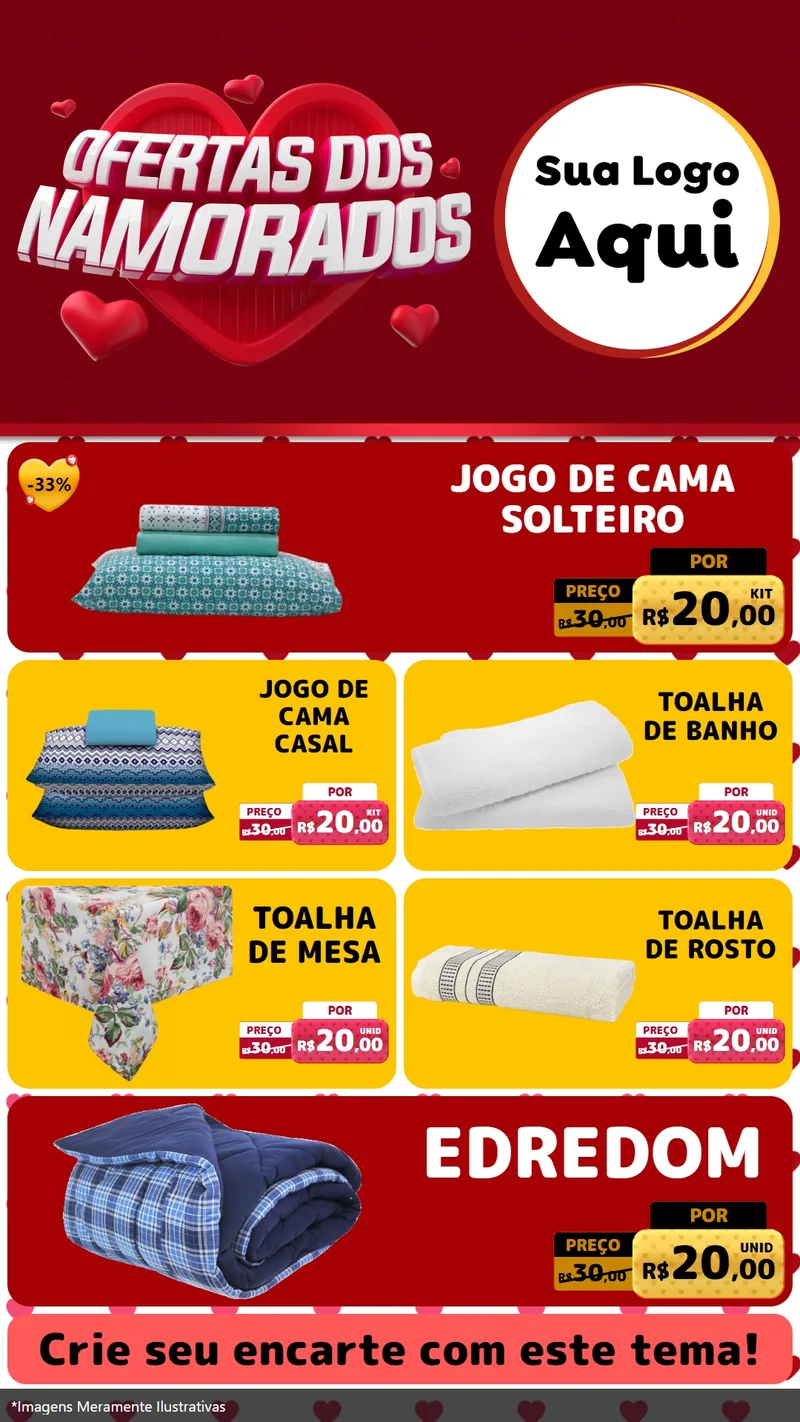 Modelo de TV para TV Vertical com o tema Ofertas Dos Namorados para Cama, Mesa e Banho