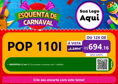 Modelo de Cartaz para Cartaz A4 Horizontal com o tema Esquenta de Carnaval para Concessionaria de Motos