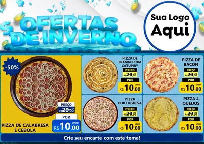 Modelo de Encarte para Encarte A4 Horizontal com o tema Ofertas de Inverno para Pizzaria