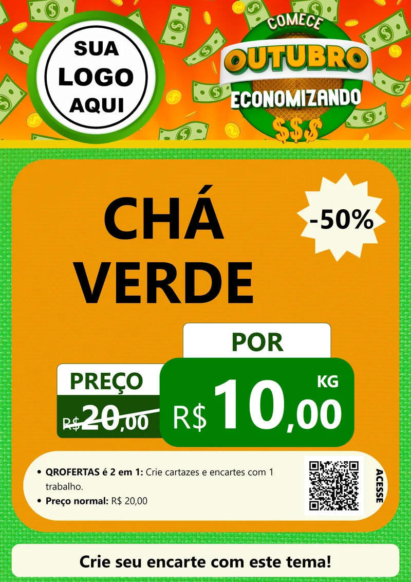 Modelo de Cartaz para Cartaz A4 Vertical com o tema Comece Outubro Economizando para Produtos Naturais