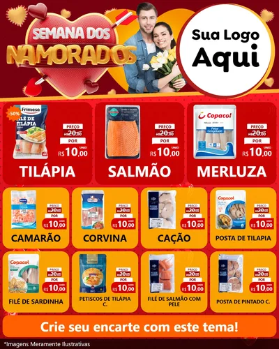 Modelo de Rede Social para Feed Instagram com o tema Semana dos Namorados para Peixaria