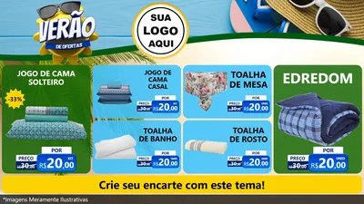 Modelo de TV para TV Horizontal com o tema Verão de Ofertas para Cama, Mesa e Banho