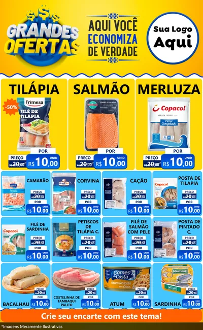 Modelo de Encarte para Encarte Grande com o tema Grandes Ofertas para Peixaria