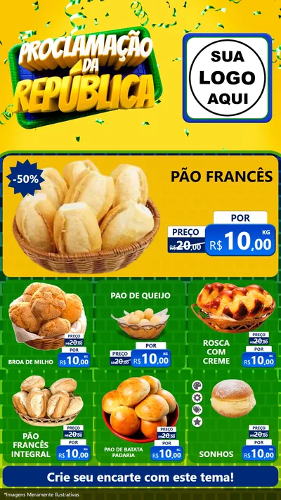 Modelo de Rede Social para Stories com o tema Proclamação da República para Padaria