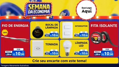Modelo de TV para TV Horizontal com o tema Semana da Economia para Materiais Elétricos