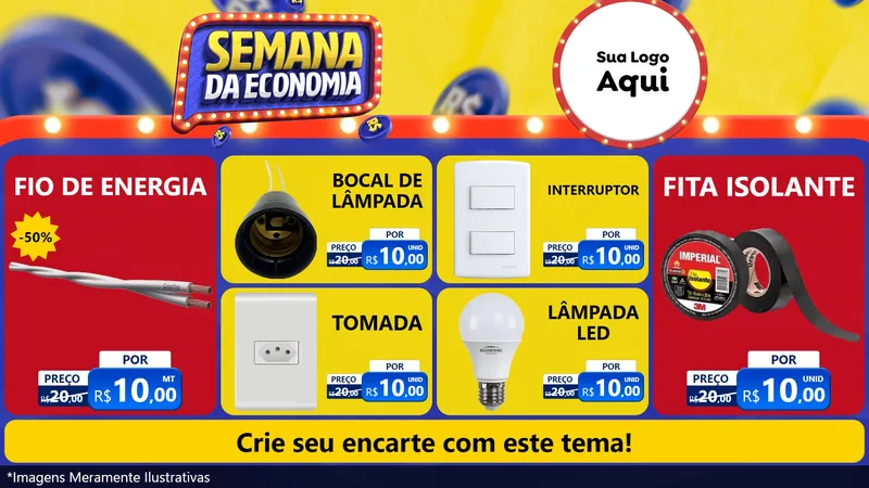 Modelo de TV para TV Horizontal com o tema Semana da Economia para Materiais Elétricos