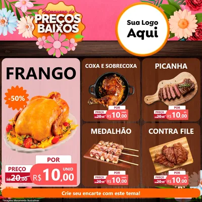 Modelo de Rede Social para Feed Facebook com o tema Primavera de Preços Baixos para Assados