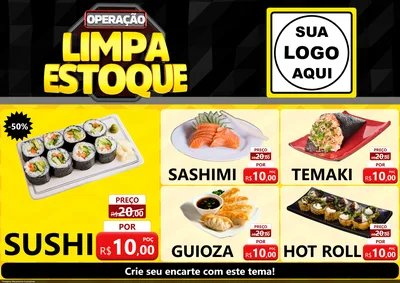 Modelo de Encarte para Encarte A4 Horizontal com o tema Operação Limpa Estoque para Comida japonesa