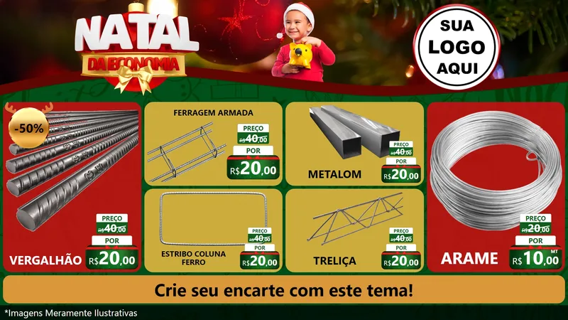 Modelo de TV para TV Horizontal com o tema Natal da Economia para Ferragens
