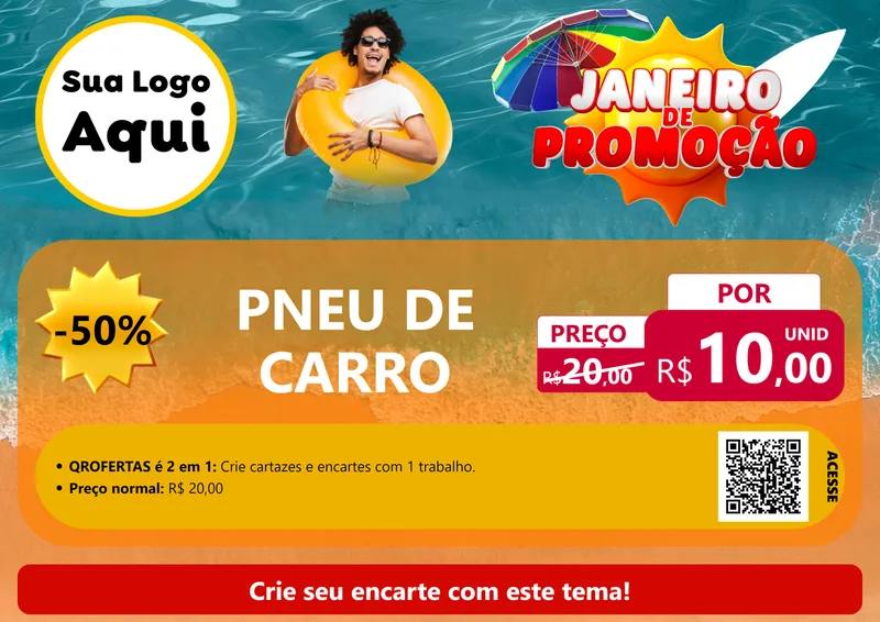 Modelo de Cartaz para Cartaz A4 Horizontal com o tema Janeiro de Promoção para Auto peças