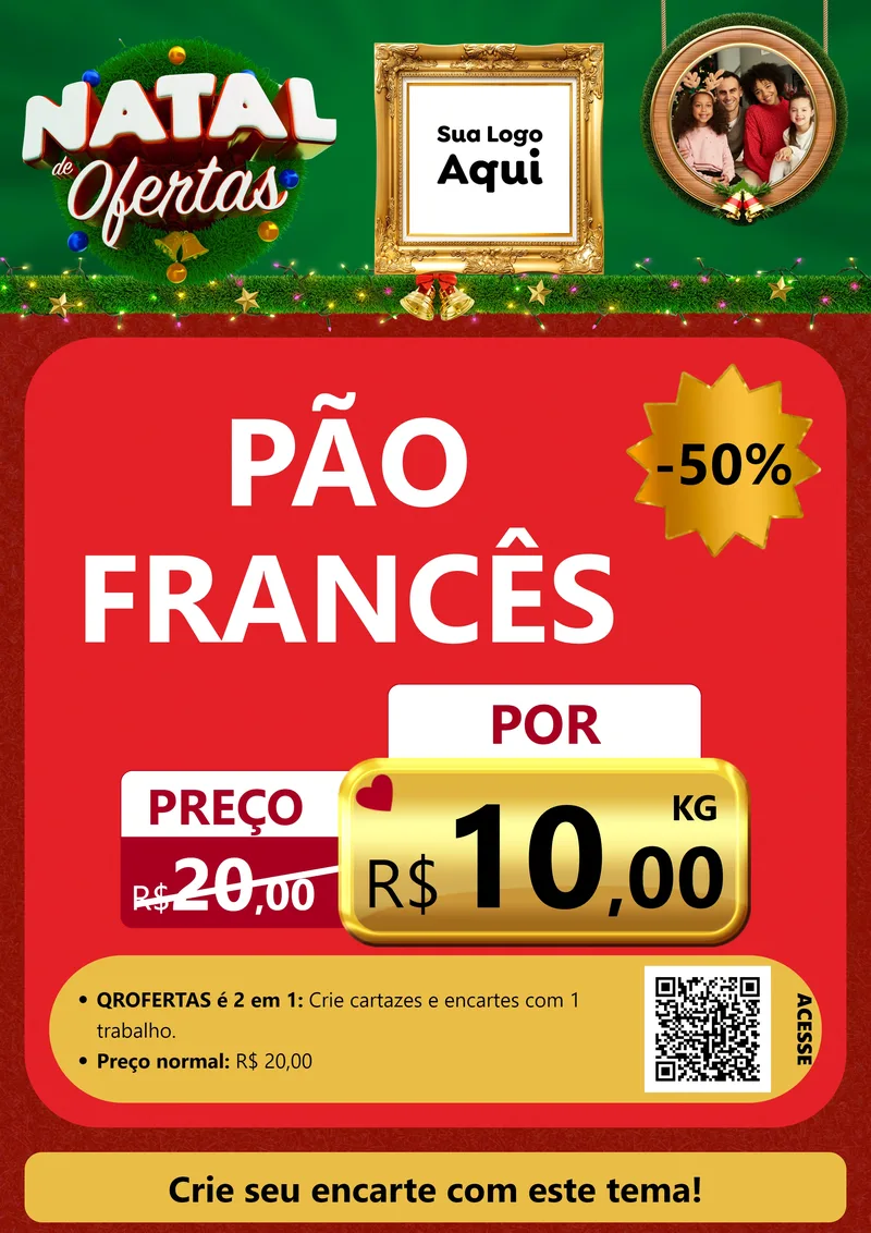 Modelo de Cartaz para Cartaz A4 Vertical com o tema Natal de Ofertas para Padaria