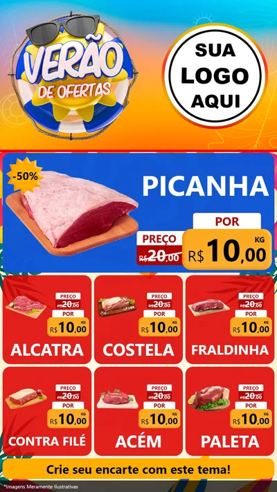 Modelo de Rede Social para Stories com o tema Verão de Ofertas para Açougue