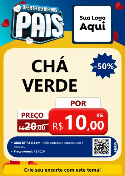 Modelo de Cartaz para Cartaz A4 Vertical com o tema Oferta Do Dia Dos Pais para Produtos Naturais