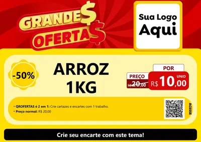 Modelo de Cartaz para Cartaz A4 Horizontal com o tema Grandes Ofertas para Supermercado