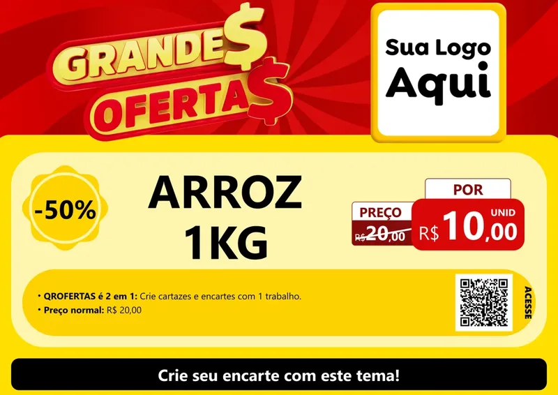 Modelo de Cartaz para Cartaz A4 Horizontal com o tema Grandes Ofertas para Supermercado