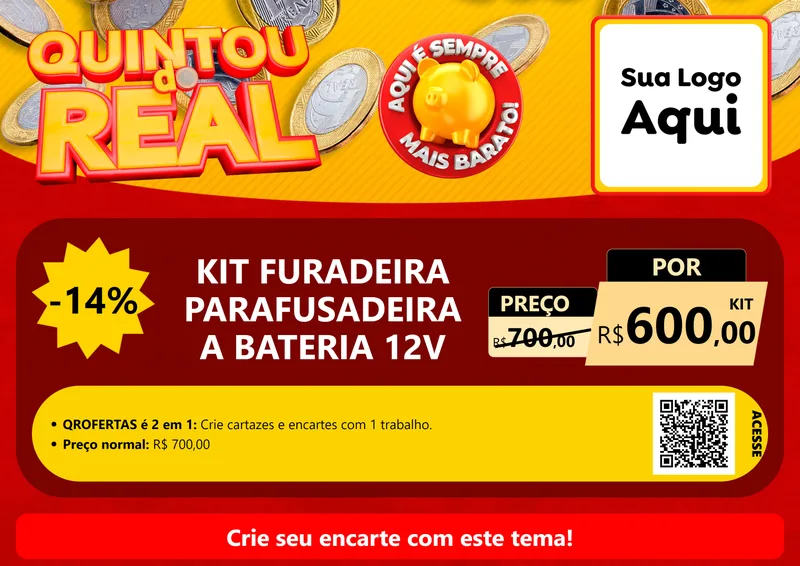 Modelo de Cartaz para Cartaz A4 Horizontal com o tema Quintou do Real para Maquinas e Ferramentas