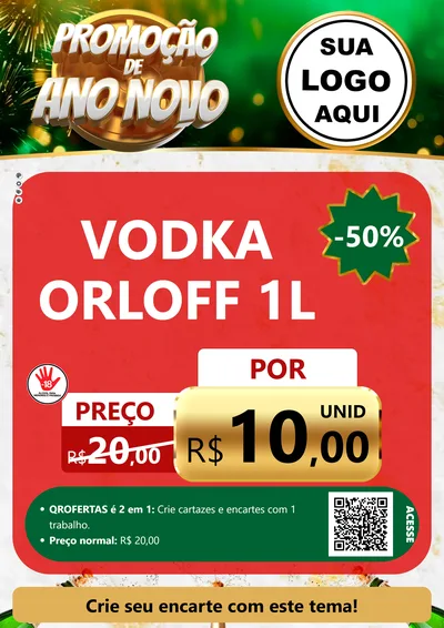 Modelo de Cartaz para Cartaz A4 Vertical com o tema Promoção de Ano Novo para Distribuidora de bebidas