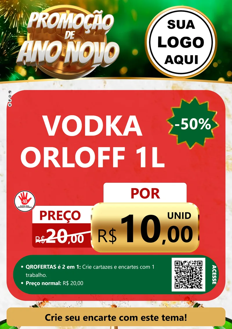 Modelo de Cartaz para Cartaz A4 Vertical com o tema Promoção de Ano Novo para Distribuidora de bebidas