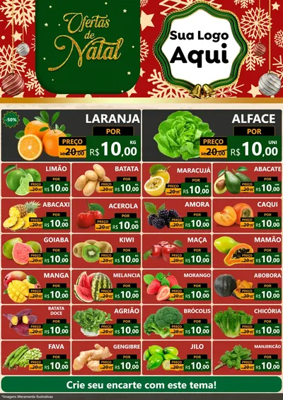 Modelo de Encarte para Encarte A4 Vertical com o tema Natal de Ofertas para Hortifrúti