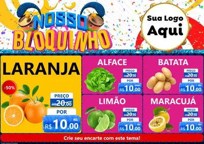 Modelo de Encarte para Encarte A4 Horizontal com o tema Nosso Bloquinho para Hortifrúti