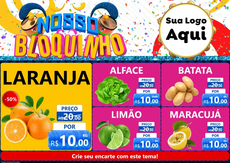 Modelo de Encarte para Encarte A4 Horizontal com o tema Nosso Bloquinho para Hortifrúti