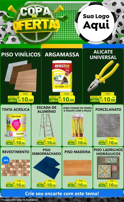 Modelo de Encarte para Encarte Grande com o tema Copa De Ofertas para Material para Construção