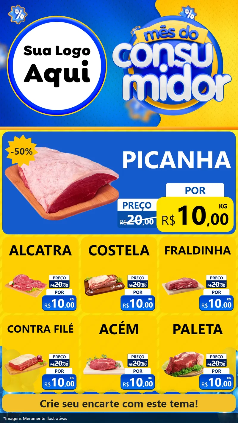 Modelo de Rede Social para Stories com o tema Mês do Consumidor para Açougue