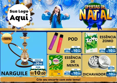 Modelo de Encarte para Encarte A4 Horizontal com o tema Ofertas de Natal para Tabacaria