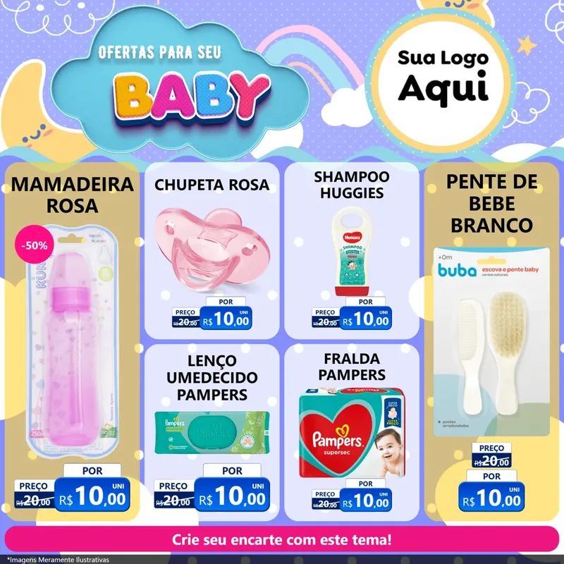 Modelo de Rede Social para Feed Facebook com o tema Ofertas Para Seu Bebê para Bebês
