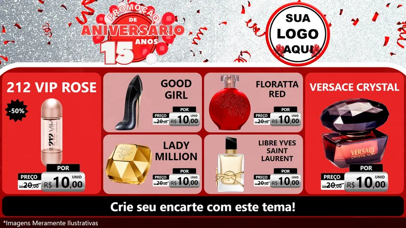 Modelo de TV para TV Horizontal com o tema Promoção de Aniversário - 15 Anos para Perfumes