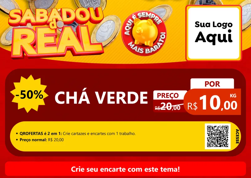 Modelo de Cartaz para Cartaz A4 Horizontal com o tema Sabadou do Real para Produtos Naturais