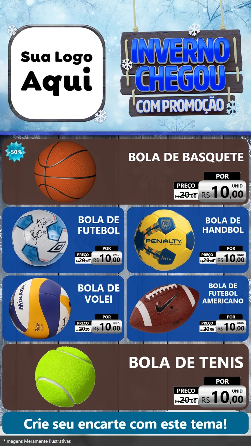 Modelo de TV para TV Vertical com o tema Inverno Chegou Com Promoção para Artigos Esportivos