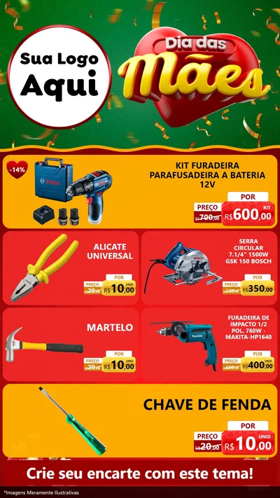 Modelo de TV para TV Vertical com o tema Dia das Mães para Maquinas e Ferramentas