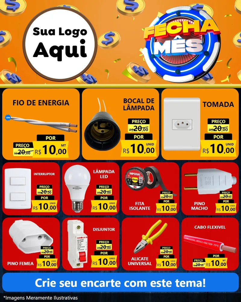 Modelo de Rede Social para Feed Instagram com o tema Fecha Mês para Materiais Elétricos
