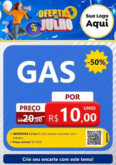 Modelo de Cartaz para Cartaz A4 Vertical com o tema Ofertas de Julho para Água e gás