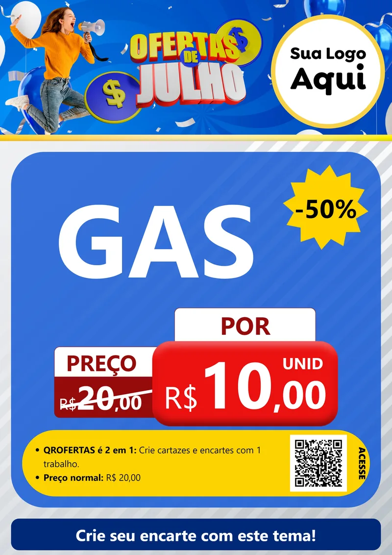 Modelo de Cartaz para Cartaz A4 Vertical com o tema Ofertas de Julho para Água e gás