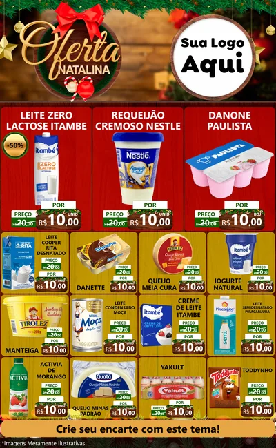 Modelo de Encarte para Encarte Grande com o tema Ofertas Natalina para Frios e Laticínios