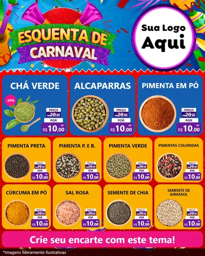 Modelo de Rede Social para Feed Instagram com o tema Esquenta de Carnaval para Produtos Naturais