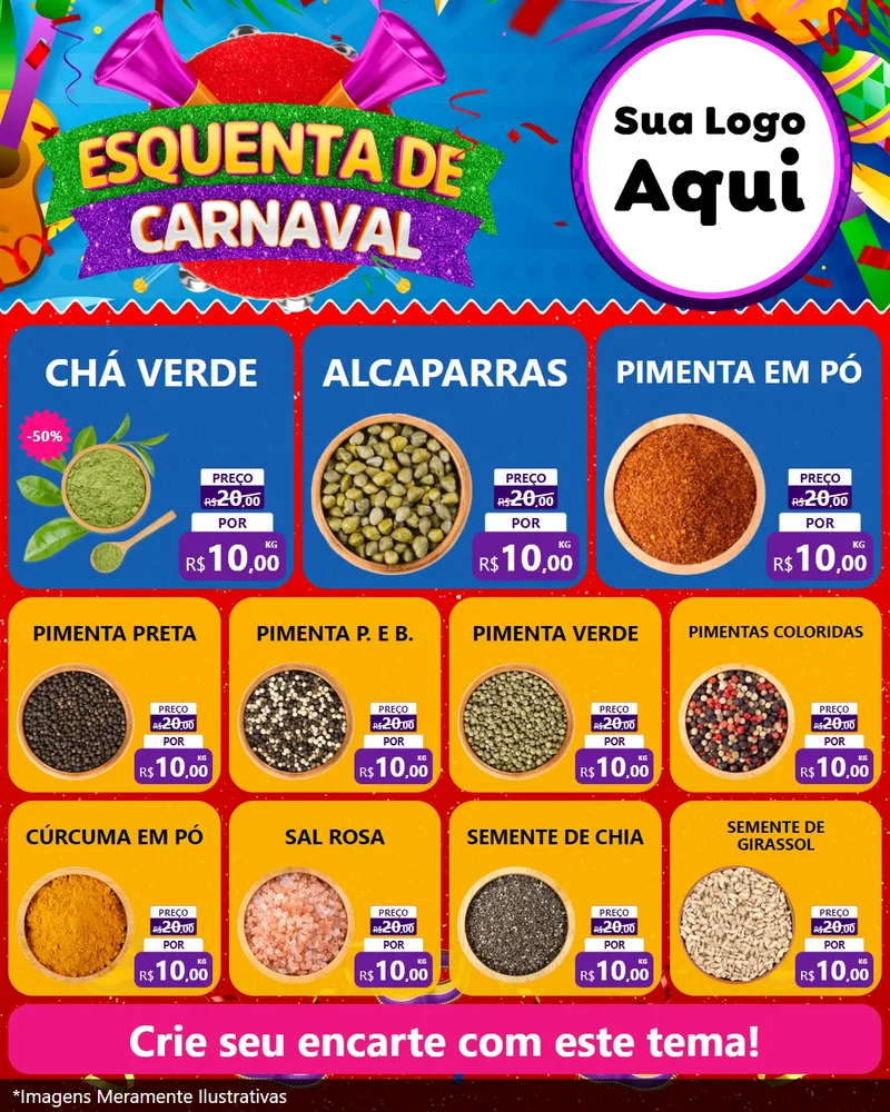 Modelo de Rede Social para Feed Instagram com o tema Esquenta de Carnaval para Produtos Naturais